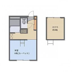 JR信越本線 長野駅 3.6kmの賃貸アパート 2階1Kの間取り