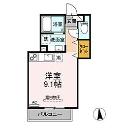 JR信越本線 長野駅 徒歩31分の賃貸アパート 1階ワンルームの間取り