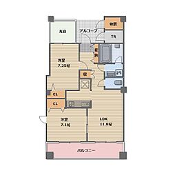 JR信越本線 長野駅 徒歩13分の賃貸マンション 3階2LDKの間取り