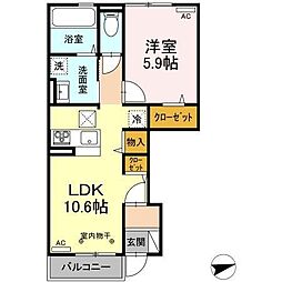 長野電鉄長野線 本郷駅 徒歩28分の賃貸アパート 1階1LDKの間取り