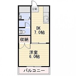 JR信越本線 長野駅 徒歩25分の賃貸アパート 1階1DKの間取り