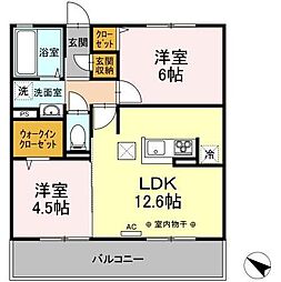 JR信越本線 長野駅 徒歩24分の賃貸アパート 1階2LDKの間取り