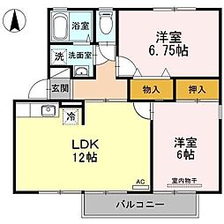 しなの鉄道北しなの 北長野駅 徒歩23分の賃貸アパート 2階2LDKの間取り
