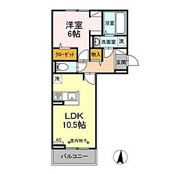 しなの鉄道北しなの 北長野駅 徒歩35分の賃貸アパート 2階1LDKの間取り