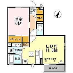 長野電鉄長野線 善光寺下駅 徒歩21分の賃貸アパート 1階1LDKの間取り