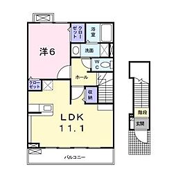 JR信越本線 長野駅 徒歩24分の賃貸アパート 2階1LDKの間取り