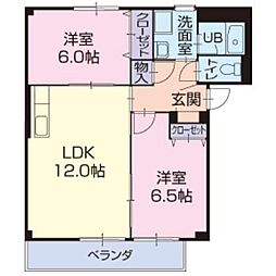 JR信越本線 長野駅 3.4kmの賃貸アパート 2階2LDKの間取り