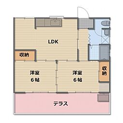 長野電鉄長野線 日野駅 徒歩11分の賃貸テラスハウス 1階2LDKの間取り