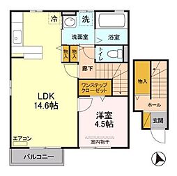 JR信越本線 長野駅 徒歩5分の賃貸アパート 2階1LDKの間取り