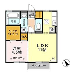 JR信越本線 長野駅 3.4kmの賃貸アパート 1階1LDKの間取り