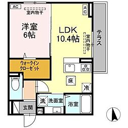 JR信越本線 長野駅 徒歩6分の賃貸アパート 1階1LDKの間取り