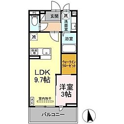 JR信越本線 長野駅 徒歩17分の賃貸アパート 2階1LDKの間取り