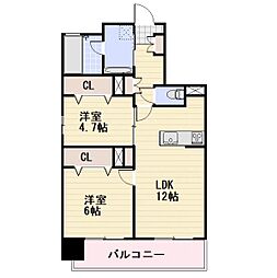 JR信越本線 長野駅 徒歩8分の賃貸マンション 6階2LDKの間取り