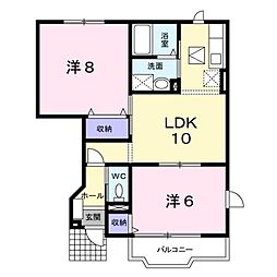 JR信越本線 長野駅 4.3kmの賃貸アパート 1階2LDKの間取り