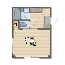 サンフォート吉田 1Kの間取図画像