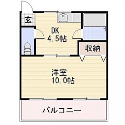 エスポワール吉田 1DKの間取図画像