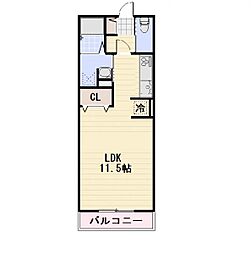 プランタン3 ワンルームの間取図画像