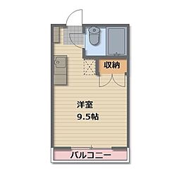 メゾンあら木 ワンルームの間取図画像