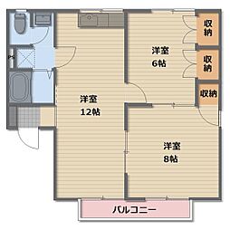 タウンJNTKB 2LDKの間取図画像