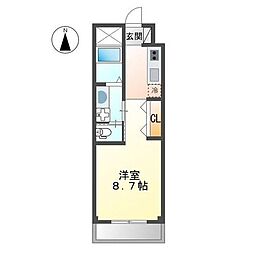 ユニヴァリィグレイス 1Kの間取図画像