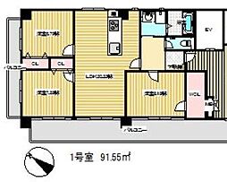 西鉄貝塚線 西鉄香椎駅 徒歩1分の賃貸マンション 3階3LDKの間取り