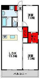 シーサイドアベニュー古賀 2LDKの間取図画像
