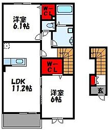ベルコロレ2A 2LDKの間取図画像