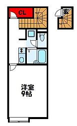 レオネクスト花見が丘K&K 1Kの間取図画像