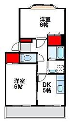 シャレール花見 2DKの間取図画像