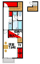 レオパレス花見が丘K&T 1Kの間取図画像