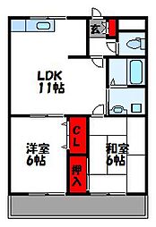 ファインコーポ汐井 2LDKの間取図画像