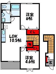 ラ・プリマヴェーラB 2LDKの間取図画像