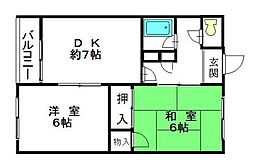 ロイヤルプラザ 3階2DKの間取り