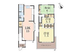 八王子市左入町　中古戸建 3LDKの間取り