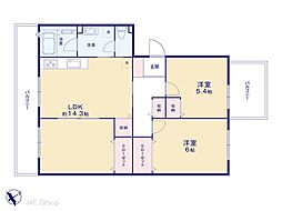 ベターハウス大和1号棟 2LDKの間取り
