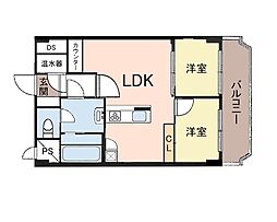 シャルム第二聖蹟桜ヶ丘 2LDKの間取図画像