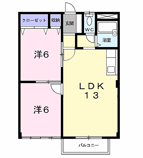 シティハイツ荒井I 203｜千葉県鎌ケ谷市鎌ケ谷５丁目(賃貸アパート2LDK・2階・52.07㎡)の写真 その2