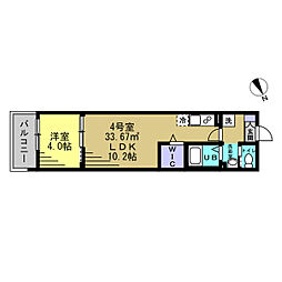 リラフォート津田沼 2階1LDKの間取り