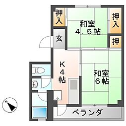 コーポイーストヒル 2Kの間取図画像