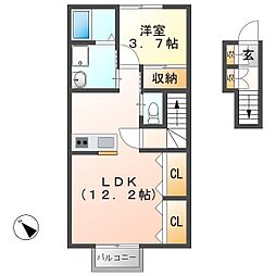 カノッサ茄子川 1LDKの間取図画像