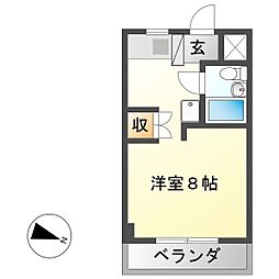 トゥゲザー21B ワンルームの間取図画像