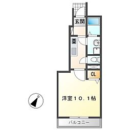 フローラル 1Kの間取図画像