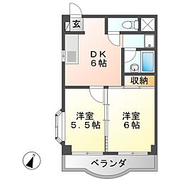 ロイヤルハイツアダチ 2DKの間取図画像