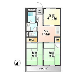 サンハイツ中島 3DKの間取図画像