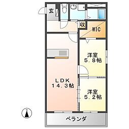 ハートフルマンションi2 2LDKの間取図画像