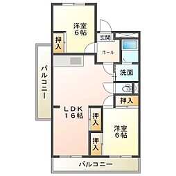 サンハイツ土岐 2LDKの間取図画像