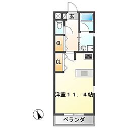 ピエーノ ワンルームの間取図画像