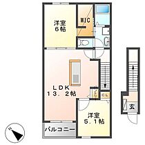 岐阜県中津川市駒場（賃貸アパート2LDK・2階・58.70㎡） その2