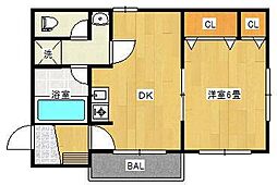 メゾンF-6 1DKの間取図画像