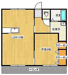 レジデンスシムラA 1LDKの間取図画像